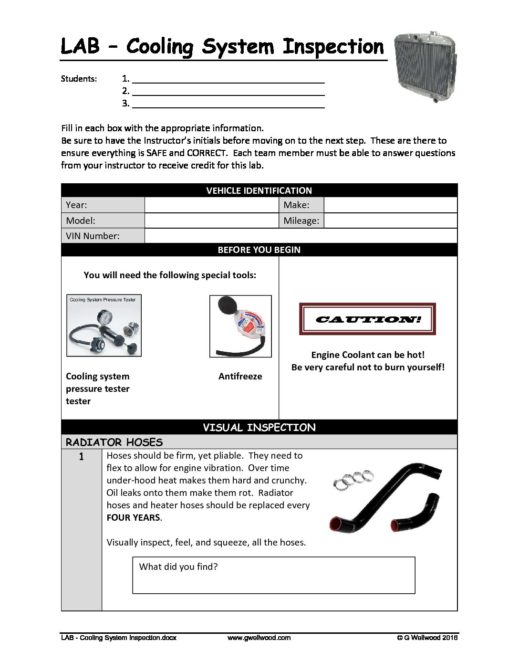 LAB – Cooling System Inspection – GREG WELLWOOD'S SHOP OF HORRORS